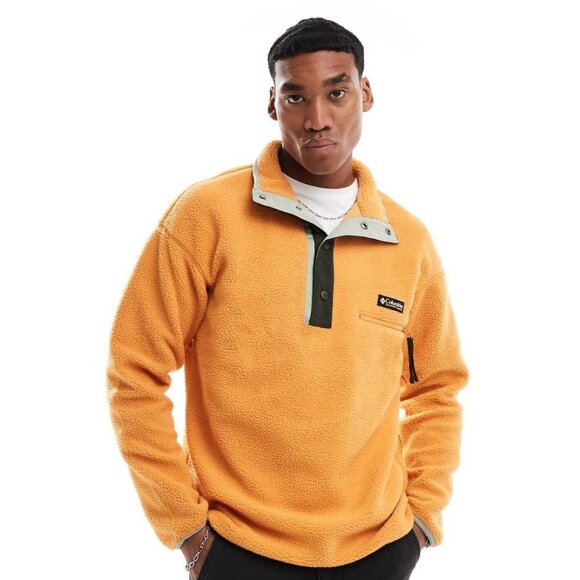 New Men's Columbia Helvetia II Half Snap Fleece Pullover Size L Sunstone Orange - Picture 1 of 6